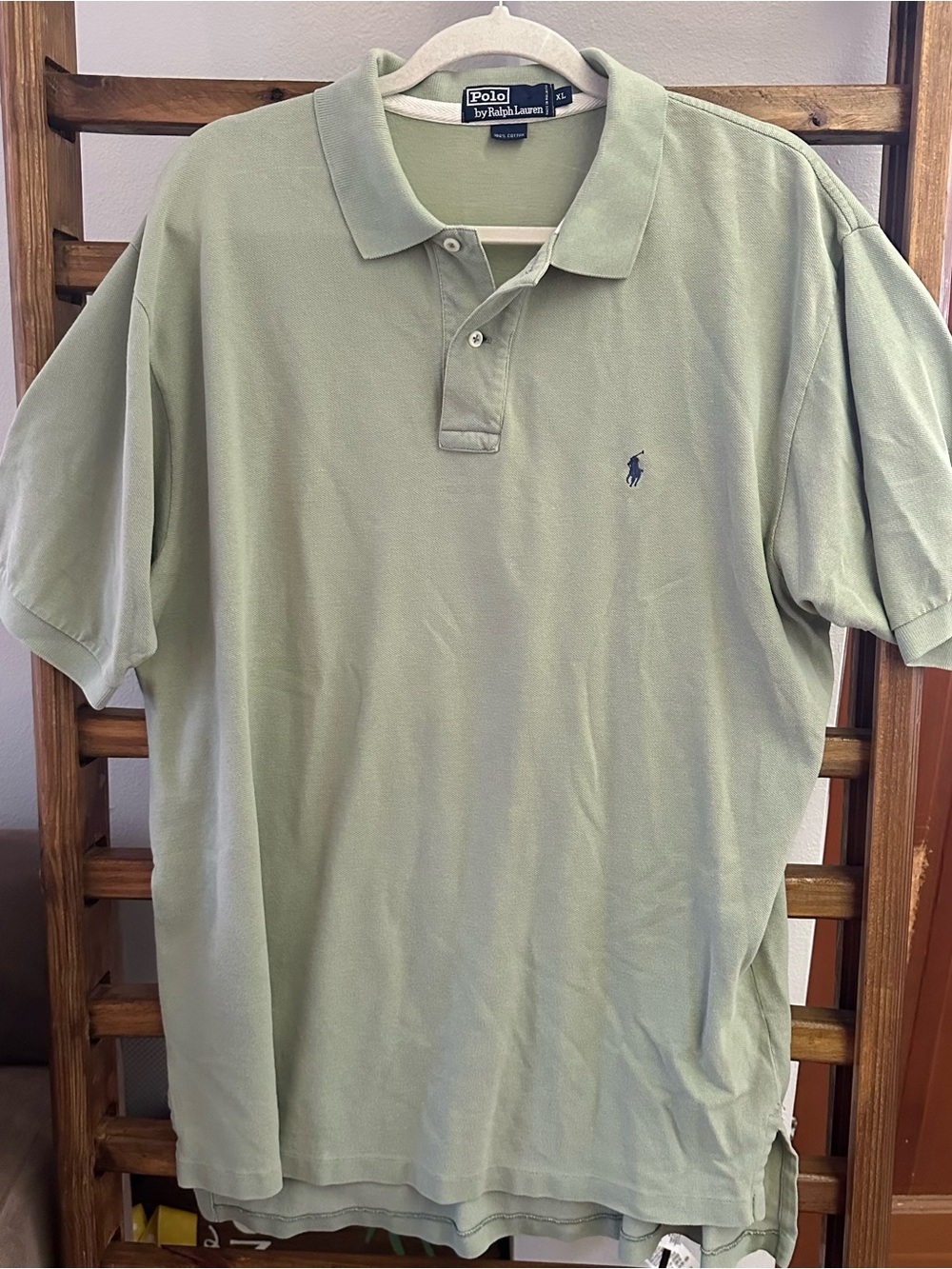 Ralph Lauren Polo Shirt in Sage Green with Navy Pony